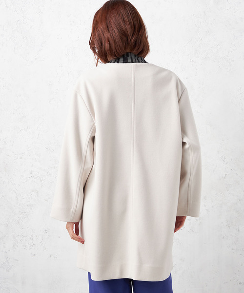 「A/C DESIGN BY ALPHA CUBIC」 ノーカラーコート 9号 ブラック レディース_画像2