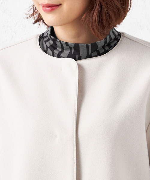 「A/C DESIGN BY ALPHA CUBIC」 ノーカラーコート 9号 ブラック レディース_画像3