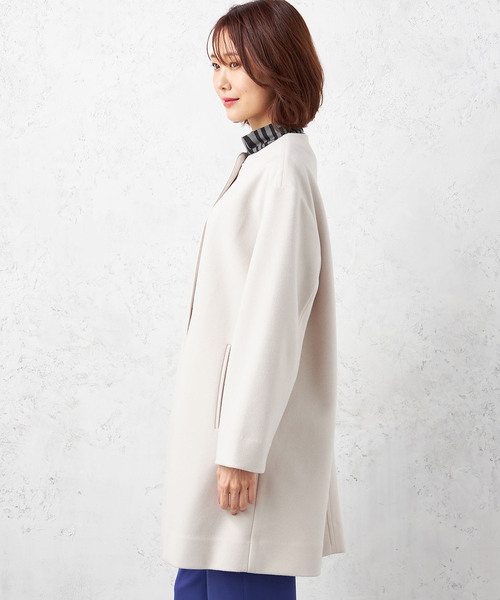 「A/C DESIGN BY ALPHA CUBIC」 ノーカラーコート 9号 ブラック レディース_画像5