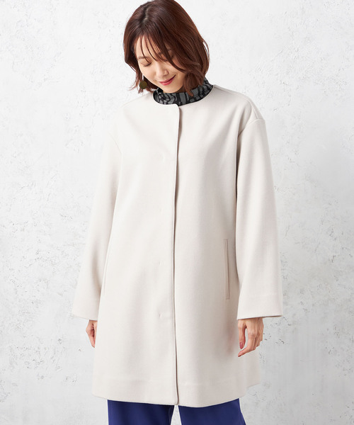 「A/C DESIGN BY ALPHA CUBIC」 ノーカラーコート 9号 ブラック レディース_画像6