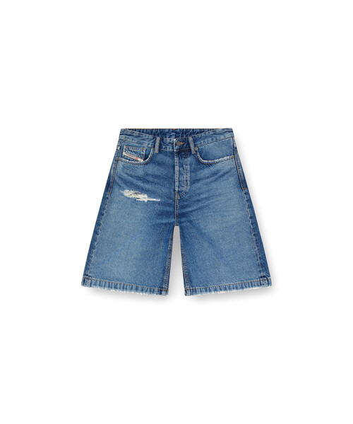 Diesel 膝丈 デニム ショーツ DE-SIRE-SHORT-FSF Shorts in dirty jacquard denim｜ブルー