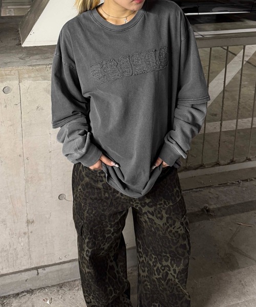 Low classic ダークグレー レイヤード長袖Tシャツ Low classic