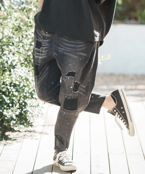≪超目玉★12月≫ CAMBIO 「CAMBIO」 メンズ ブラック L ダメージ加工デニムパンツ パンツ