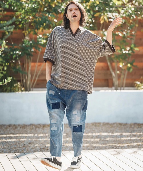 CAMBIO｜mp12562-Vintage Like Hickory Denim Balloon Pants
