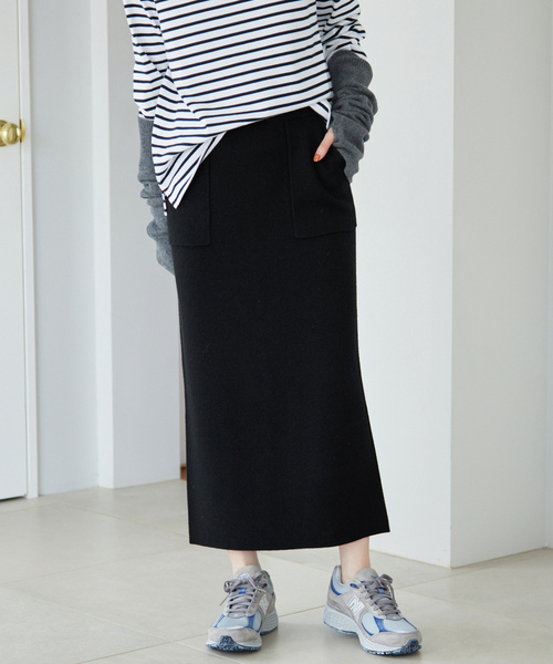 「SLOBE IENA」 ニットスカート 40 グレー レディース_画像2