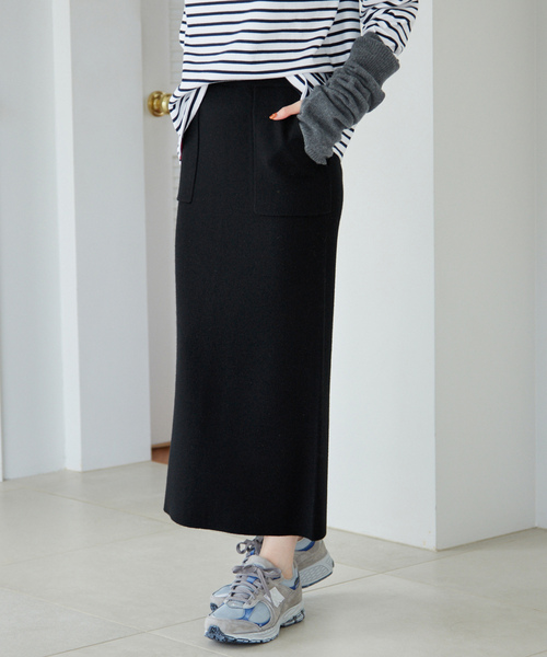 「SLOBE IENA」 ニットスカート 40 グレー レディース_画像9