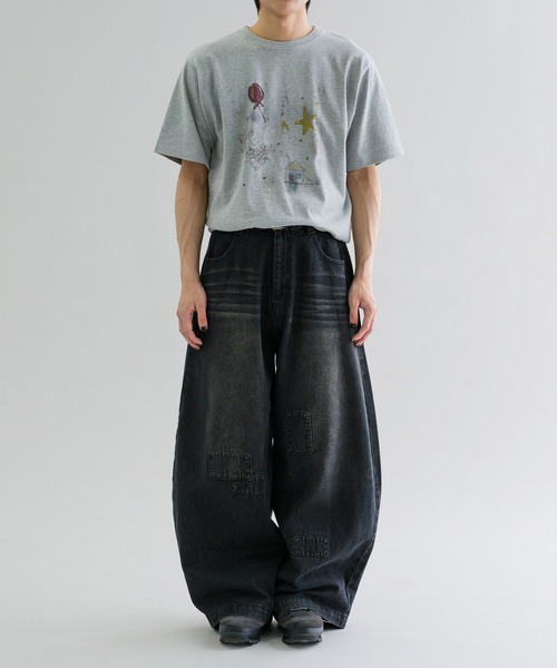 【新品】ジョンブル / 2WAYビッグジーンズ 袴パンツ デニム epnok ジーンズ 「EPNK」Patchwork curve denim pants / パッチ