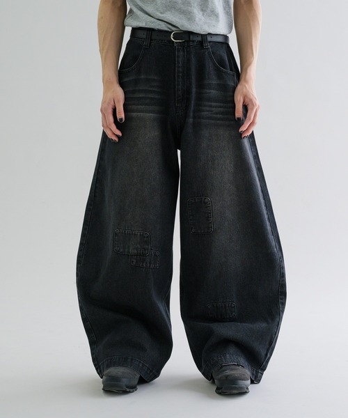 ジーンズ 「EPNK」Patchwork curve denim pants / パッチワークカーブ