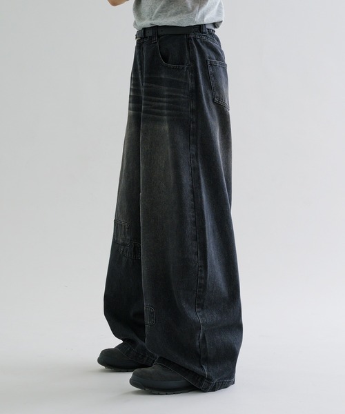 ジーンズ 「EPNK」Patchwork curve denim pants / パッチワークカーブ