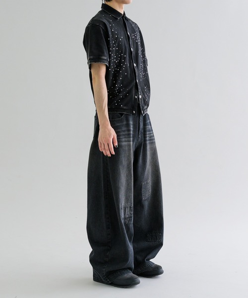 ジーンズ 「EPNK」Patchwork curve denim pants / パッチワークカーブ