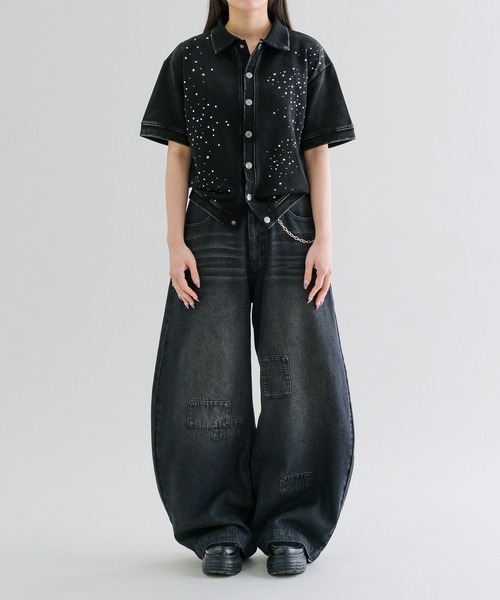 epnok ジーンズ 「EPNK」Patchwork curve denim pants / パッチ