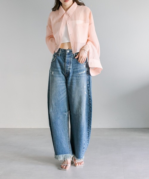 [mystic] повреждение обработка Denim брюки 1 темно-синий женский 