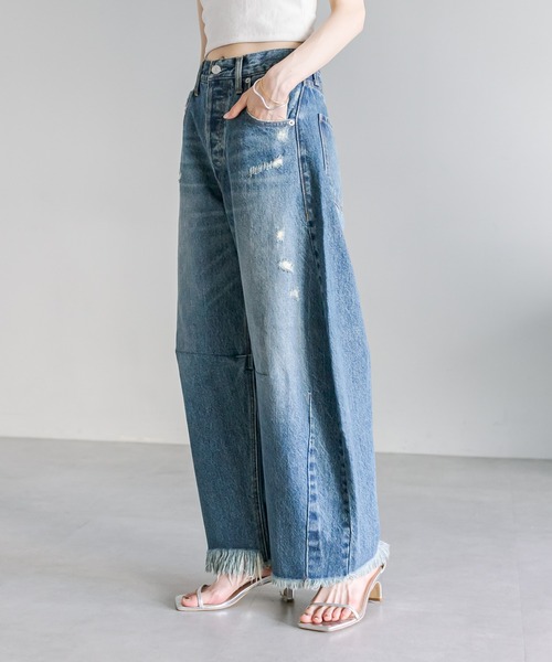 [mystic] повреждение обработка Denim брюки 1 темно-синий женский 
