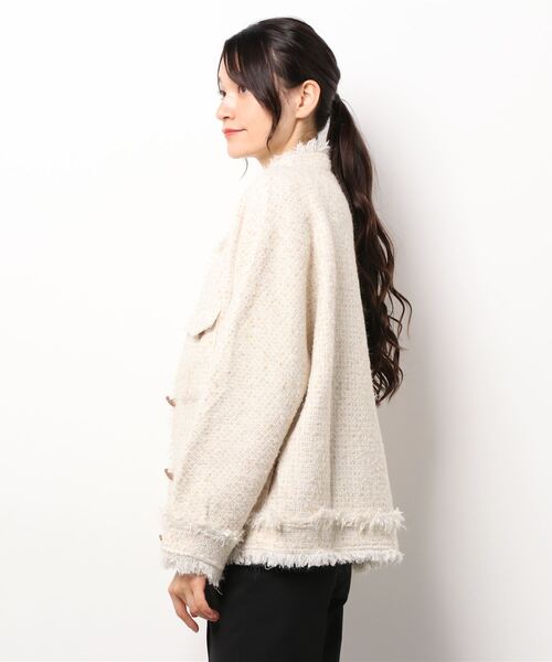 「Jasmine Grandiflorum」 ツイードジャケット SMALL ベージュ レディース_画像2