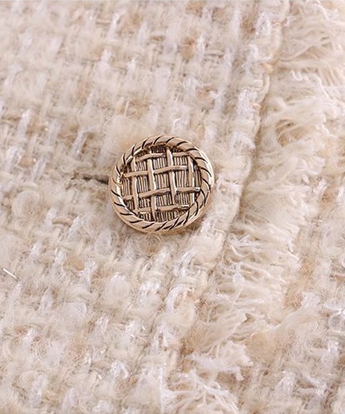 「Jasmine Grandiflorum」 ツイードジャケット SMALL ベージュ レディース_画像7