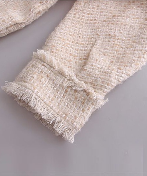 「Jasmine Grandiflorum」 ツイードジャケット SMALL ベージュ レディース_画像8