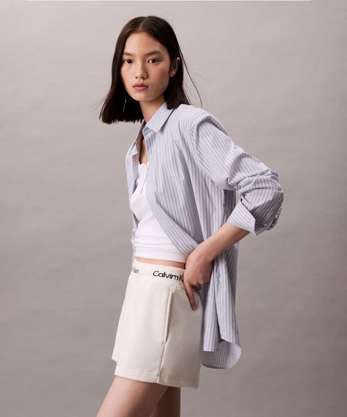 【 】ハイウエスト ロゴ テープ ショートパンツ ♪ Calvin Klein パンツ ロゴ テープテリーショートパンツ