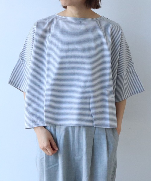 tシャツ コットンボーダーワイドプルオーバー レディース