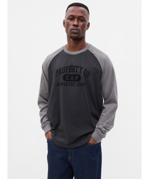 「GAP」 長袖Tシャツ L カーキ メンズ