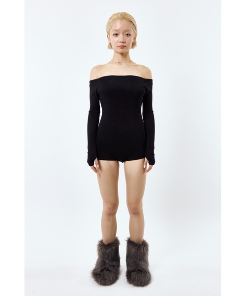 6 roku オフショルダーボディスーツ tシャツ Off shoulder bodysuits/オフショルダーロングスリーブボディ