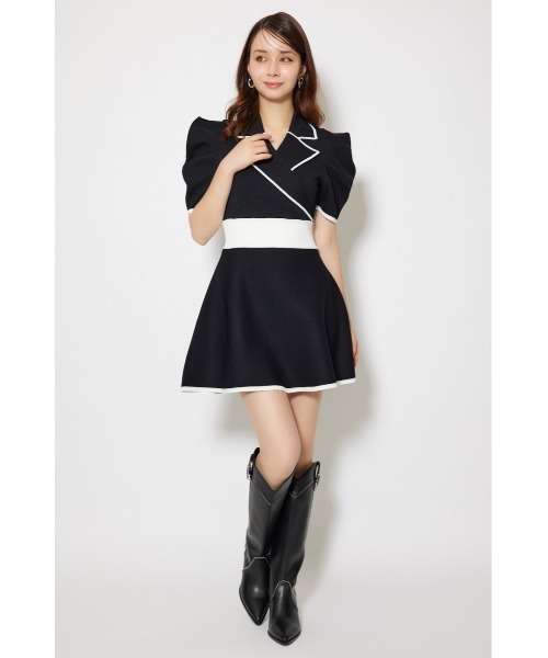 rienda（リエンダ） ワンピース テーラードカラーミニフレアニット