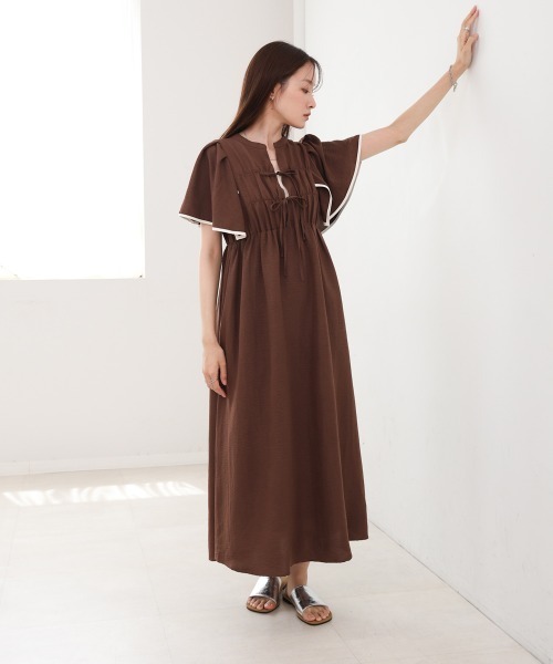 BAB ワンピース 「S・Mサイズ展開」配色パイピングスクエア