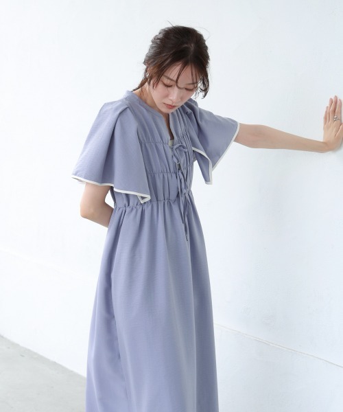 BAB（バブ） ワンピース 「S・Mサイズ展開」配色パイピングスクエア