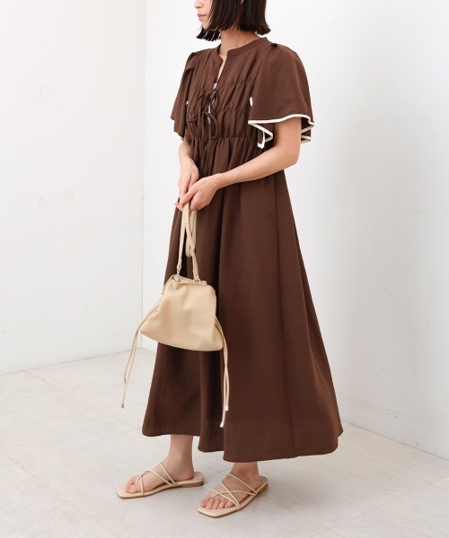 BAB（バブ） ワンピース 「S・Mサイズ展開」配色パイピングスクエア