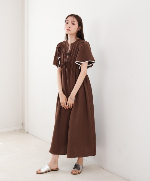BAB（バブ） ワンピース 夏 半袖 「S・Mサイズ展開」配色パイピング