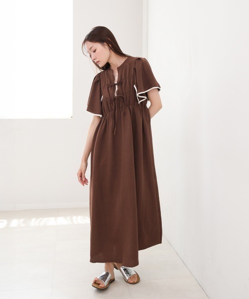新品☆ノーベスパジオ♪ワンピース☆ BAB ワンピース 「S・Mサイズ展開」配色パイピングスクエア