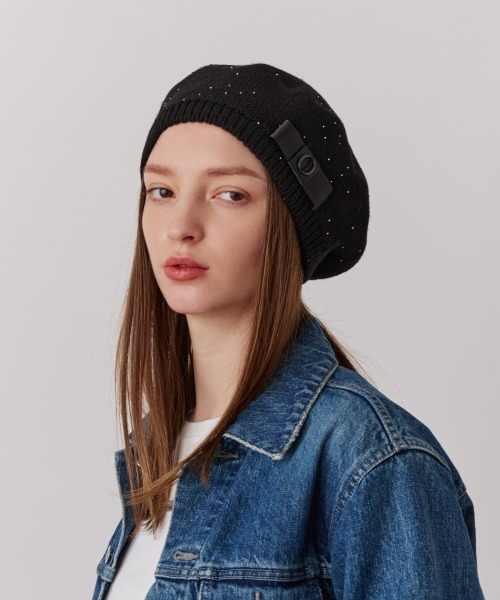 Chapeau d' O Ribbon TH Beret | 57.5cm(75) BLACK (01