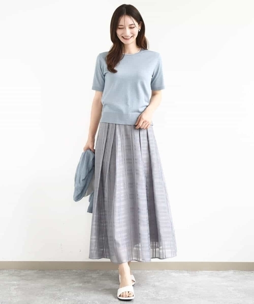 MK ミッシェルクラン（MK MICHEL  ）/シアードビーチェックスカート/洗える MK MICHEL KLEIN（エムケー ミッシェルクラン） スカート シアードビー