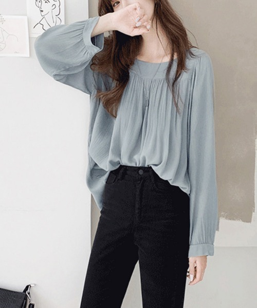 「Miniministore」 「mao mao」長袖ブラウス M ブルーグレー レディース