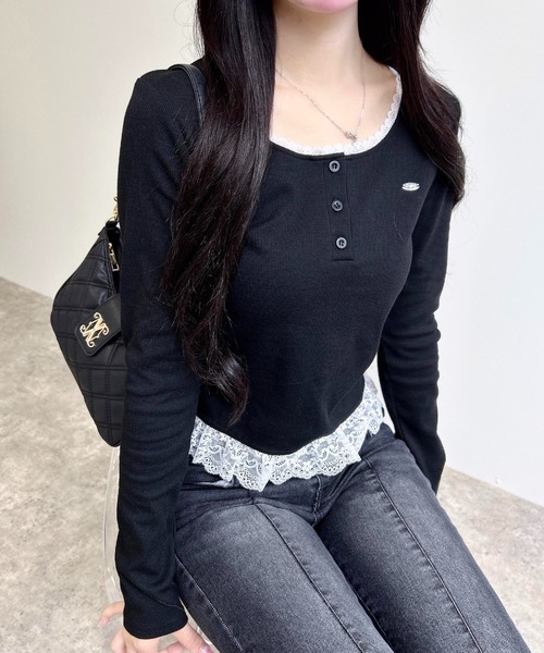 INGNI（イング） tシャツ 「WEB限定」ヘンリーネックレース付プレート