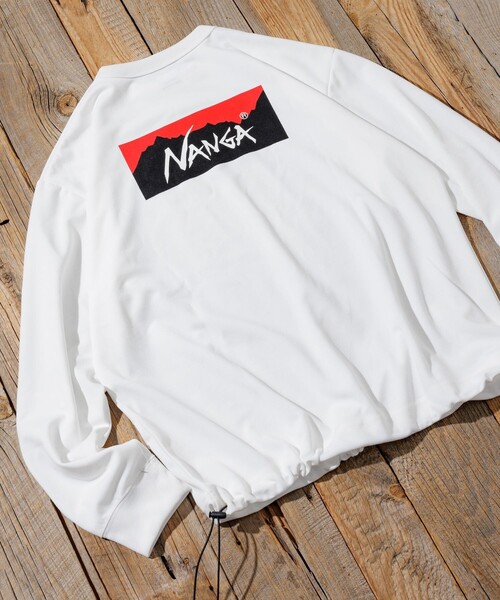 新品　25年春夏 NANGAナンガ　袖ロゴプリント　ロンＴ　白　XＬ NANGA ナンガ ロンT Tシャツ 長袖 メンズ 25SS エコ