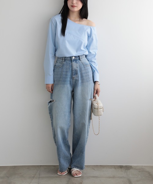 LUMIRA ブラウス シャツ オフショルダー 肩出し長袖トップス