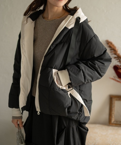 Muffiny ダウンコート ダウンジャケット バイカラーキルティング