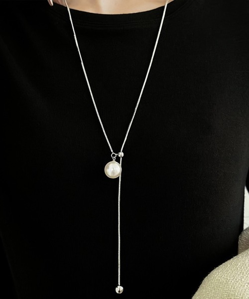 Blanc de Blue ネックレス パールループタイネックレス レディース 