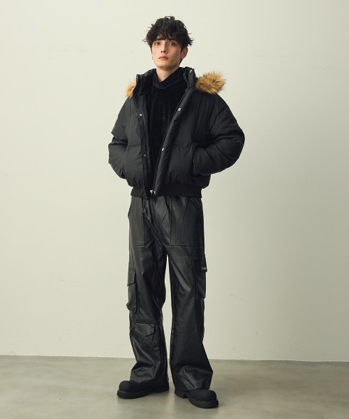 ジャケット・アウター   / short puffer down jacket Shoowtime（ショウタイム） ダウンジャケット ダウン Eco Fur Hooded