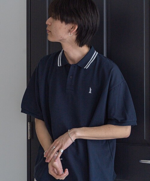 「EASTBOY」 半袖ポロシャツ MEDIUM ネイビー メンズ_画像3