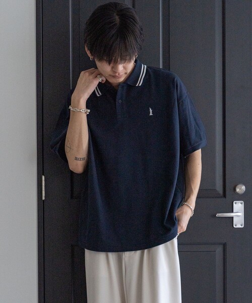 「EASTBOY」 半袖ポロシャツ MEDIUM ネイビー メンズ_画像4