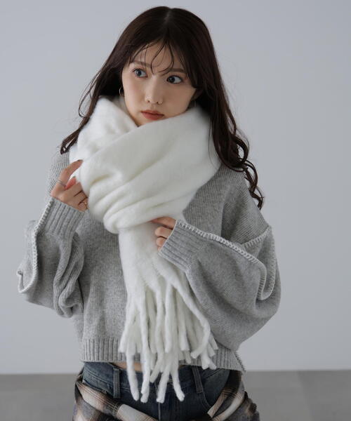 ➕本日特別買い得再々値下げ‼️➕プリーツプリーズシフォン材フェミニンストール‼️ FREE'S MART（フリーズマート） ストール マフラー 大判無地ストール