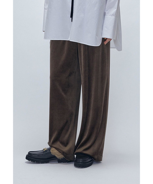 ワイドパンツ パンツ ベロアワイドパンツ レディース
