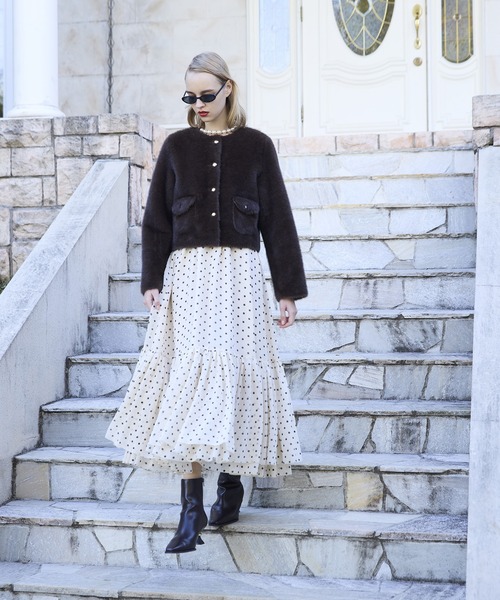 ⭐︎ゆな⭐︎EIMY ISTOIRE ドットギャザーフリルワンピース ドットギャザーフリルワンピース