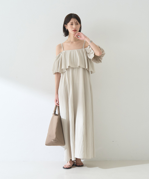 「EMMA ROUGE VIF」 キャミソールワンピース フリー チャコールグレー レディース_画像3