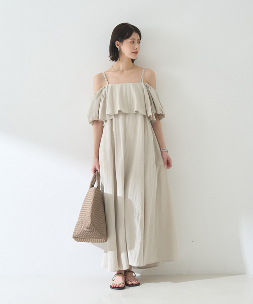 「EMMA ROUGE VIF」 キャミソールワンピース フリー チャコールグレー レディース_画像4