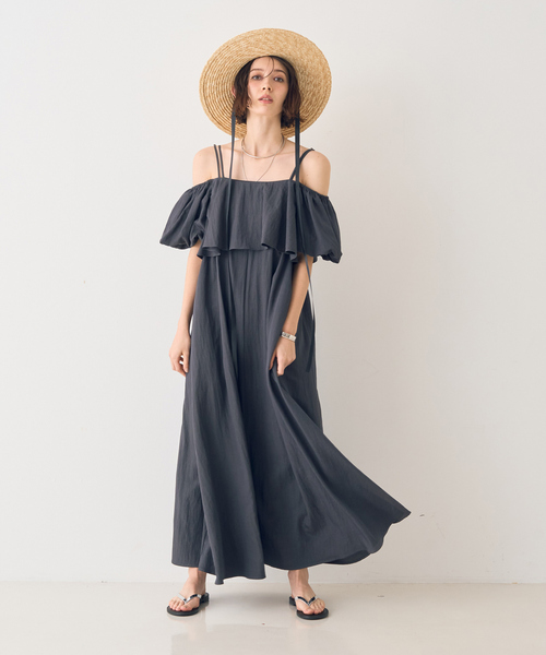 「EMMA ROUGE VIF」 キャミソールワンピース フリー チャコールグレー レディース_画像7