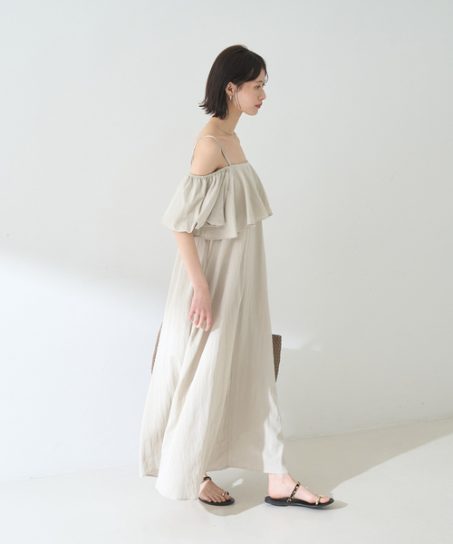 「EMMA ROUGE VIF」 キャミソールワンピース フリー チャコールグレー レディース_画像9