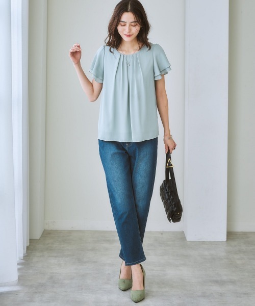 「7days Life Styling」 「theodore」半袖ブラウス LL ミント レディース_画像8