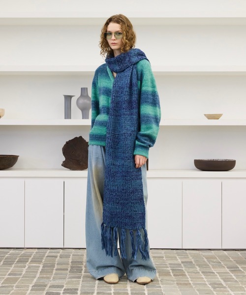 「soerte」 マフラー FREE ネイビー メンズ_画像3